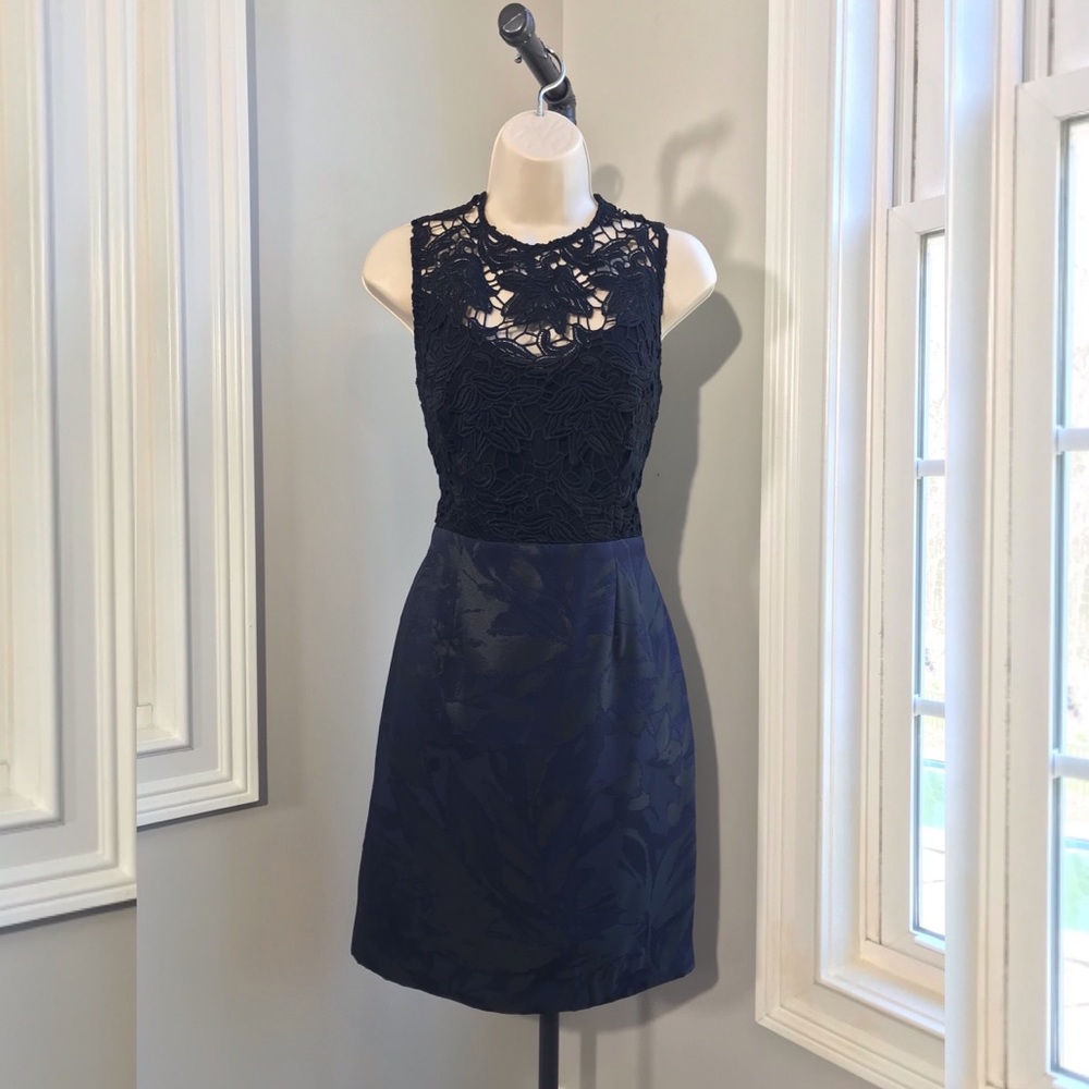 HUTCH Anthropologie Blue & Black Sheath Dress ~ Women’s 6